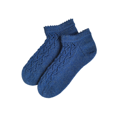 Вовняні шкарпетки темно-сині низькі з люрексом 10100031 фото