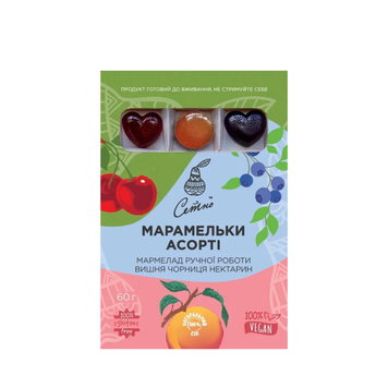 Мармелад Марамельки Асорті Вишня-Нектарин-Чорниця, 60 г ТМ Setno 5800091 фото