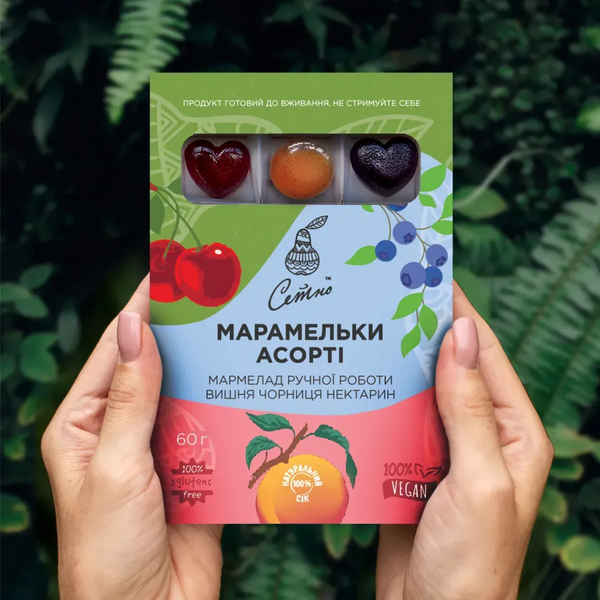 Мармелад Марамельки Асорті Вишня-Нектарин-Чорниця, 60 г ТМ Setno 5800091 фото